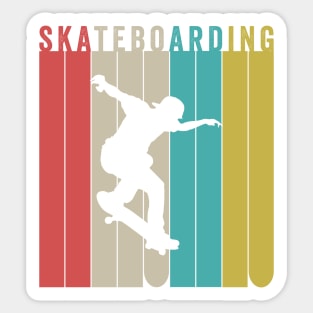 Skateboarding Silhouette Retro Vintage Style Sticker